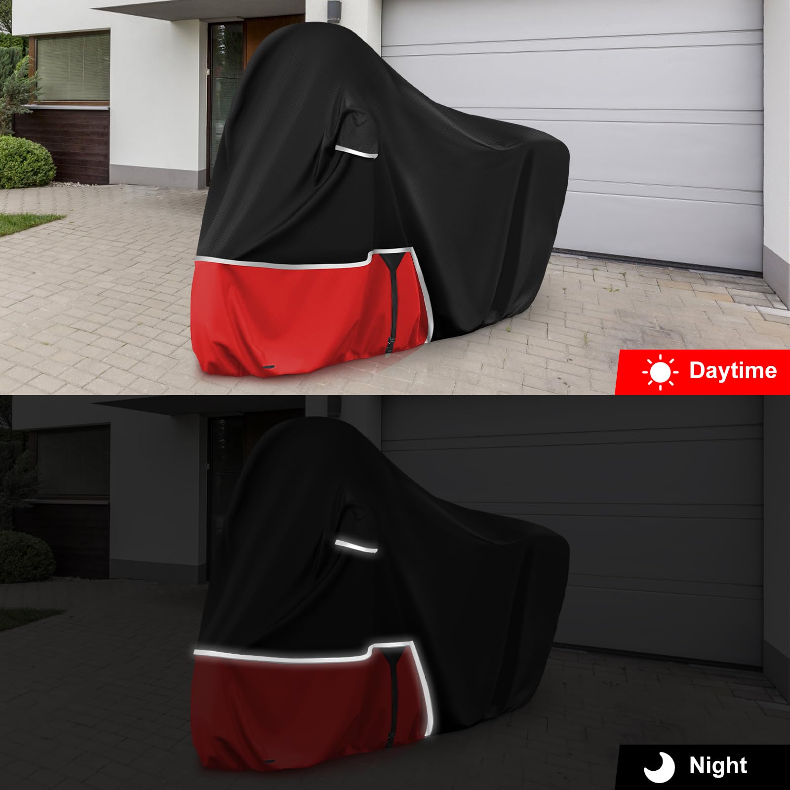 Funda para Moto para Piaggio Vespa GTV GTS GT60/125/200/250/300 (sin Maletero), Tela Oxford 420D Funda Moto Exterior Impermeable Funda Vespa 200 Vespa 125, Negro y Rojo