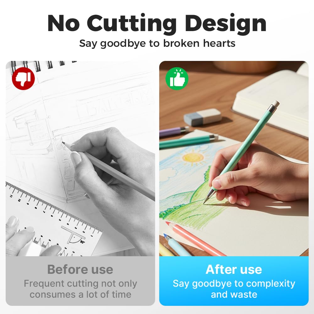 2026 Infinity Everlasting Pencil Reusable Inkless Metal Alloy Writing Instrument No Sharpening Needed with 12 Nibs Erasers Ideal — view 3