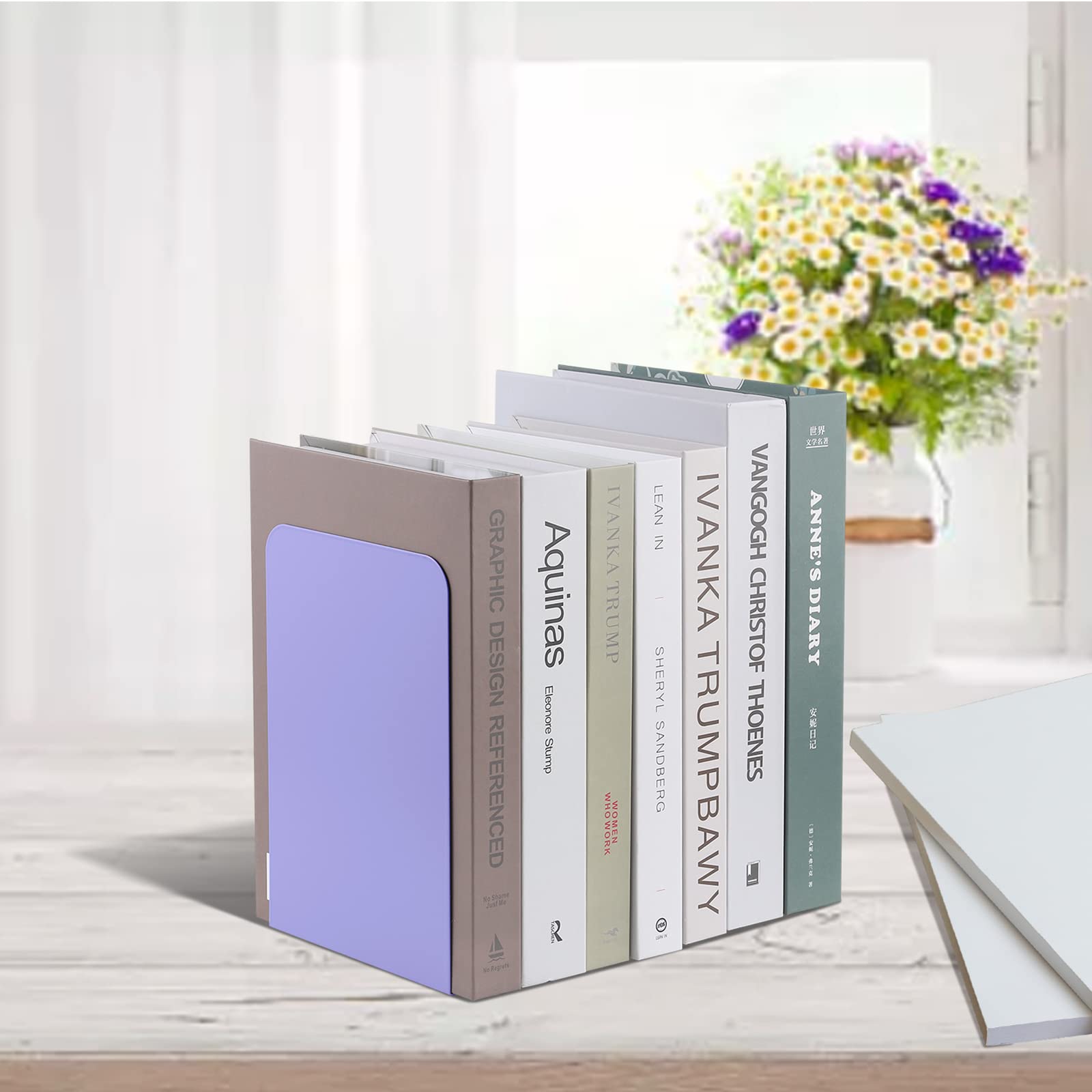 MSDADA Fermalibri per Mensole, Porta Libri da Scrivania, Viola