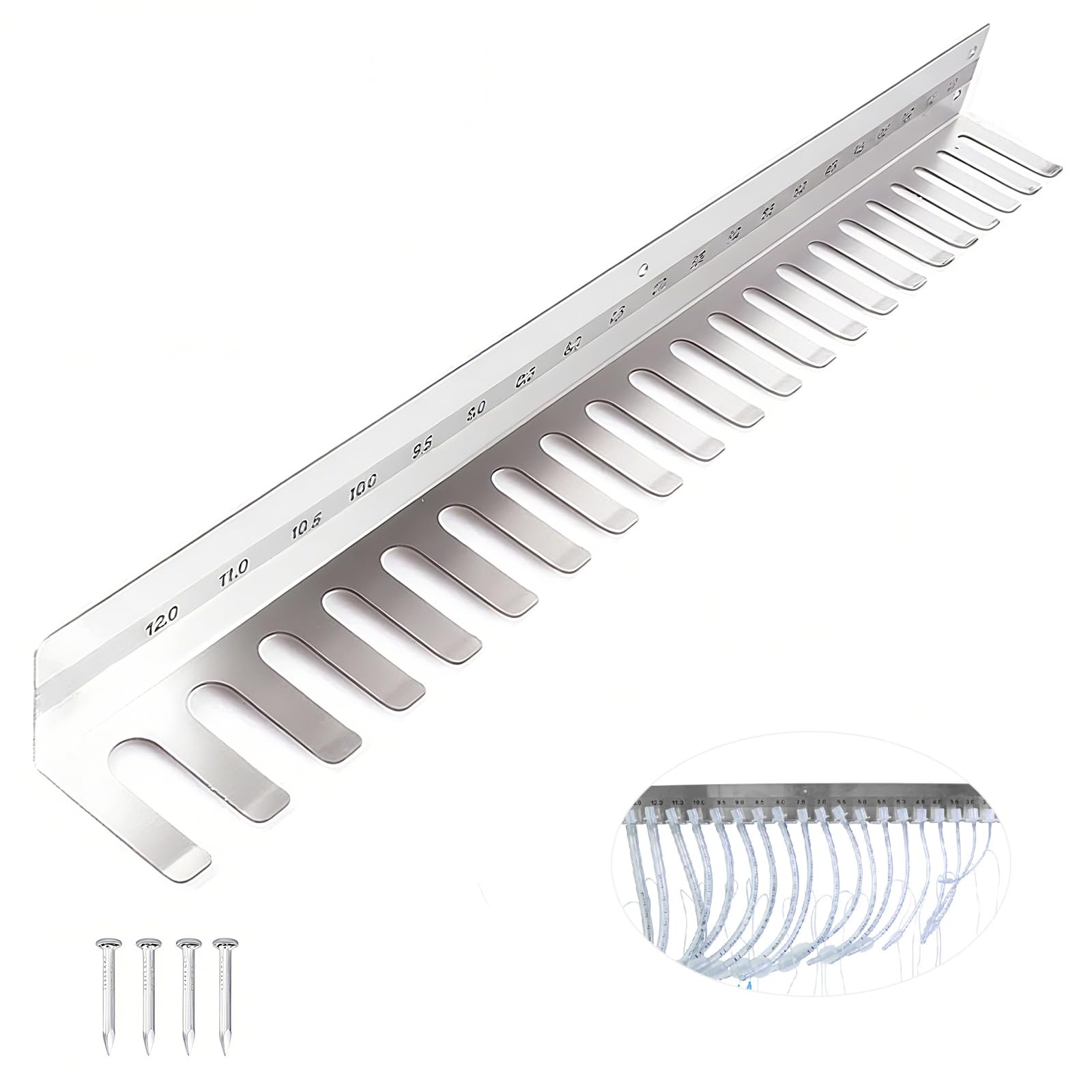 304 Stainless Steel Wall Hanging Frame,Intubation Tube Holder Equipment Rack (22.05 Inch(2.0-10))