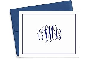 Customized Monogram Stationary Set - 15 Personalized Folded Note Cards