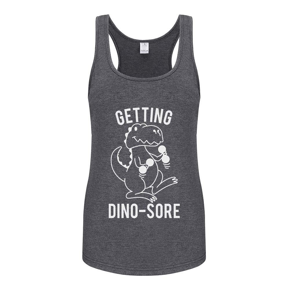 FANNOO Womens Workout Tank Tops-Funny Saying Fitness Gym Dino-Sore Lift Graphic Racerback Sleeveless Shirts for Women