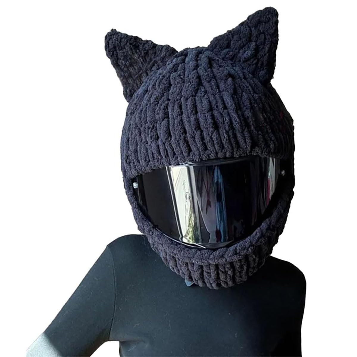 Full Face Motorcycle Helmet Cover for Cool Girl, Fluffy Funny Plush Integrated Helmet Covers, Men Women Winter Riding Helmet Cover-G