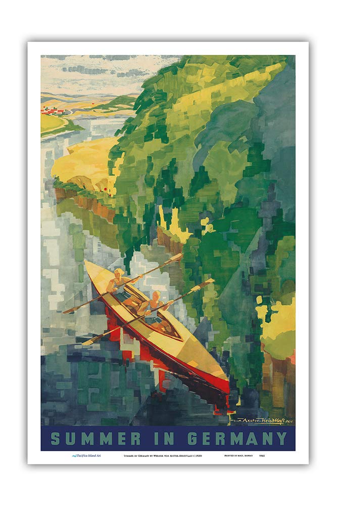 Summer in Germany - Kayaking - German Railways - Vintage Travel Poster by Werner von Axster-Heudthass c.1930s - Master Art Print 12in x 18in