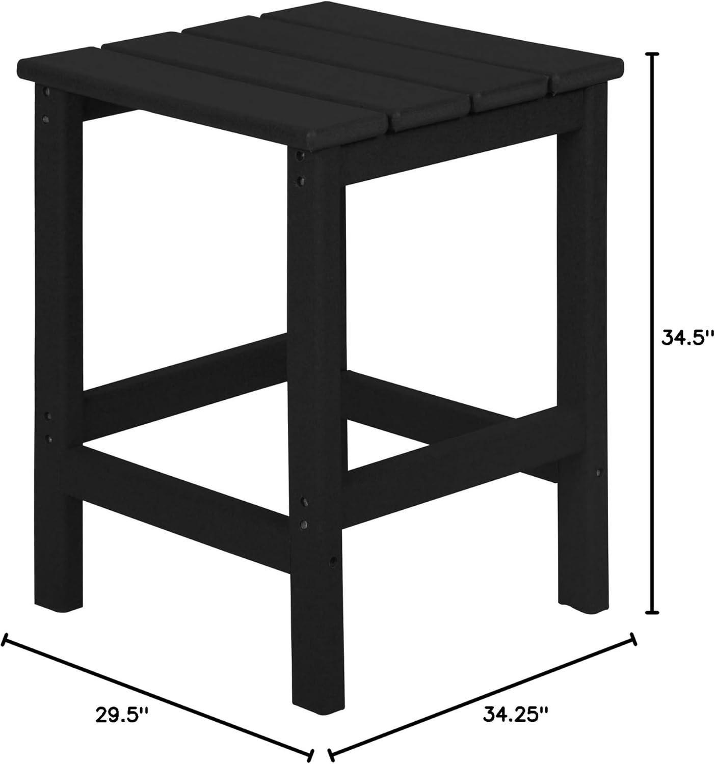 WO Home Furniture HDPE Adirondack Chair Ottoman Side Table Set 5 PCS for Patio Backyard Garden Porch Bon Fire (Black)
