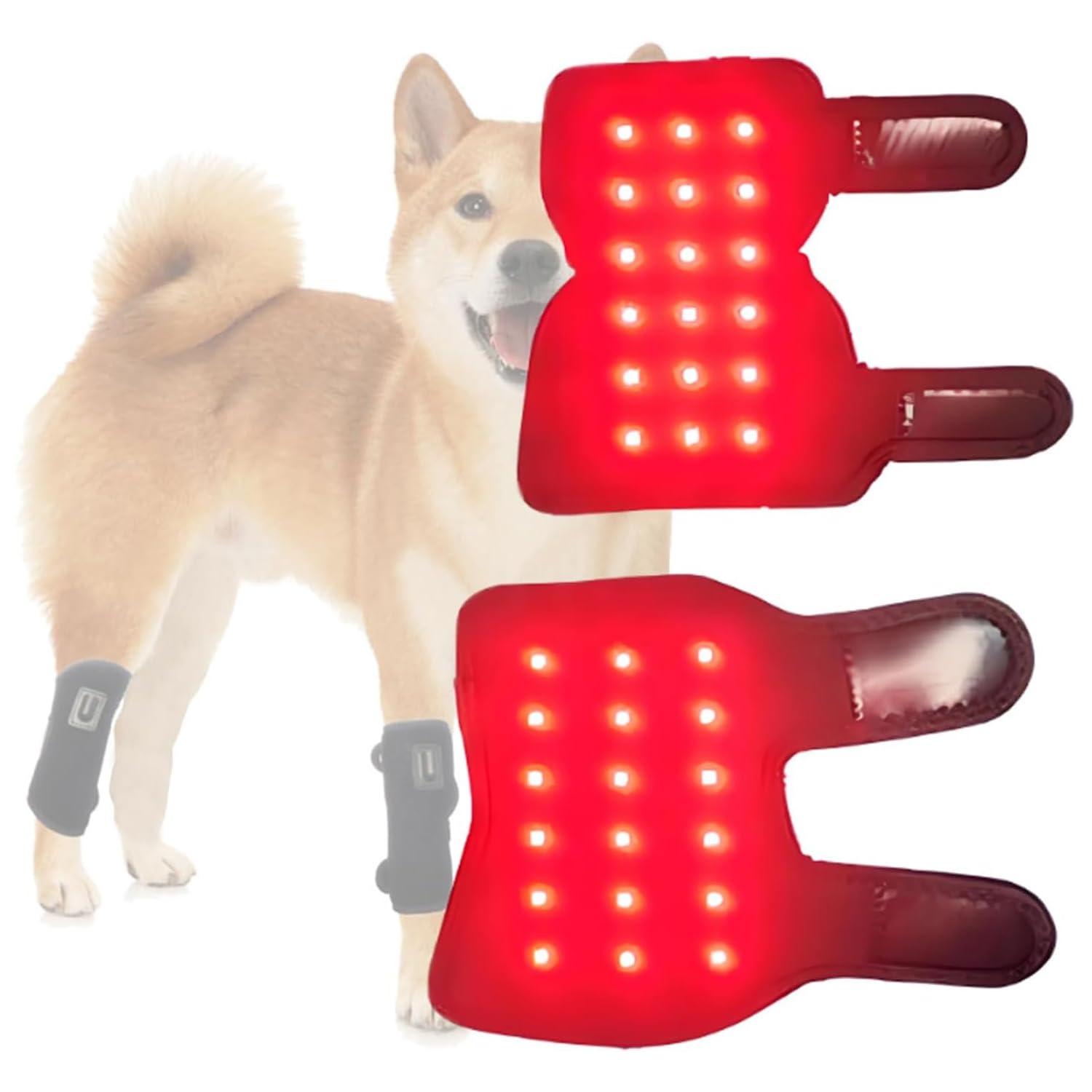 Rodillera térmica con luz roja portátil, almohadilla de fisioterapia con luz roja para mascotas, incluye bandas para las patas delanteras y traseras con temporizador, para perros y gatos mayores.