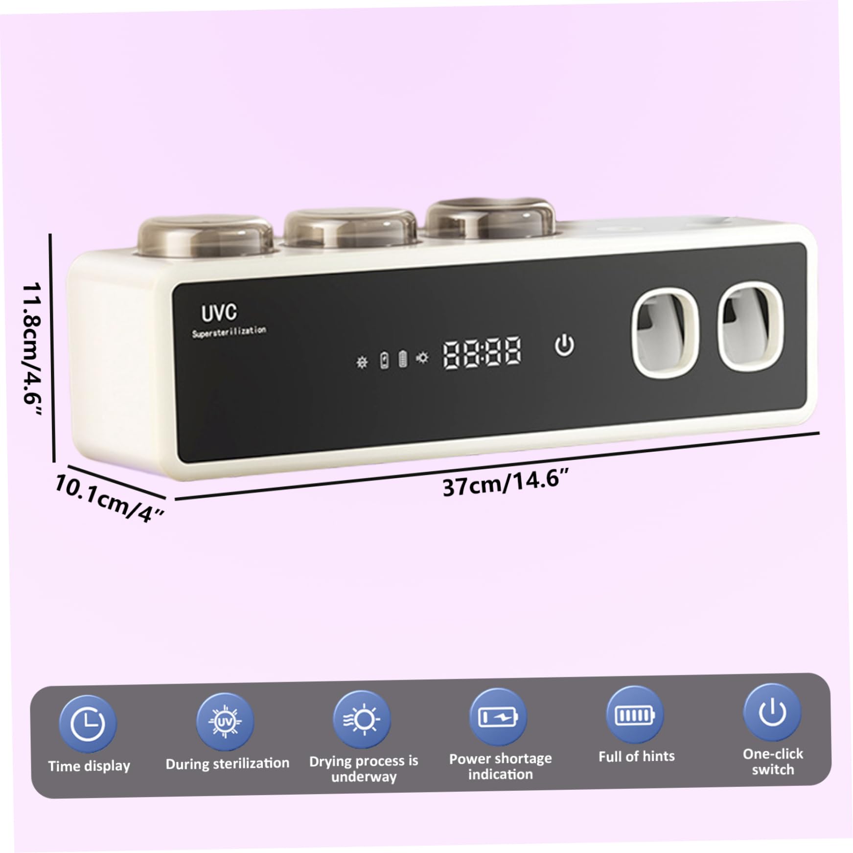 Soporte Inteligente para Cepillo de Dientes con UV - Organizador de Cepillo de Dientes Eléctrico de Pared con Dispensador Automático de Pasta de y Función de Secado, Blanco