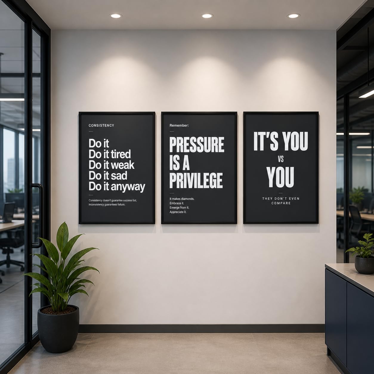 IT Office Motivational Quotes Poster Collection Framed Wall Art Set of 3 (8 x 12 Inch Black Frame) | Dark Theme Workspace Wall Decor for Office, Startup & Home Office - Q0064MB - WUBB-image-12