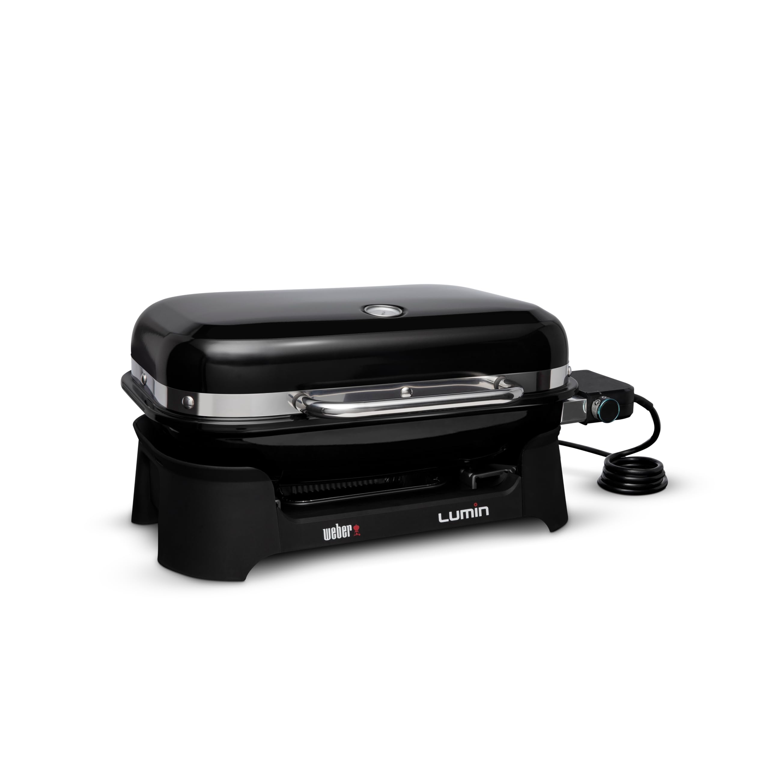 Weber Lumin Grill elektryczny/Obsmażanie, wędzenie, gotowanie na parze, gotowanie i podtrzymywanie ciepła, do 315 °C, ruszty z emaliowanego żeliwa, pow. grillowania 33 x 49 cm, czarny (92010979)