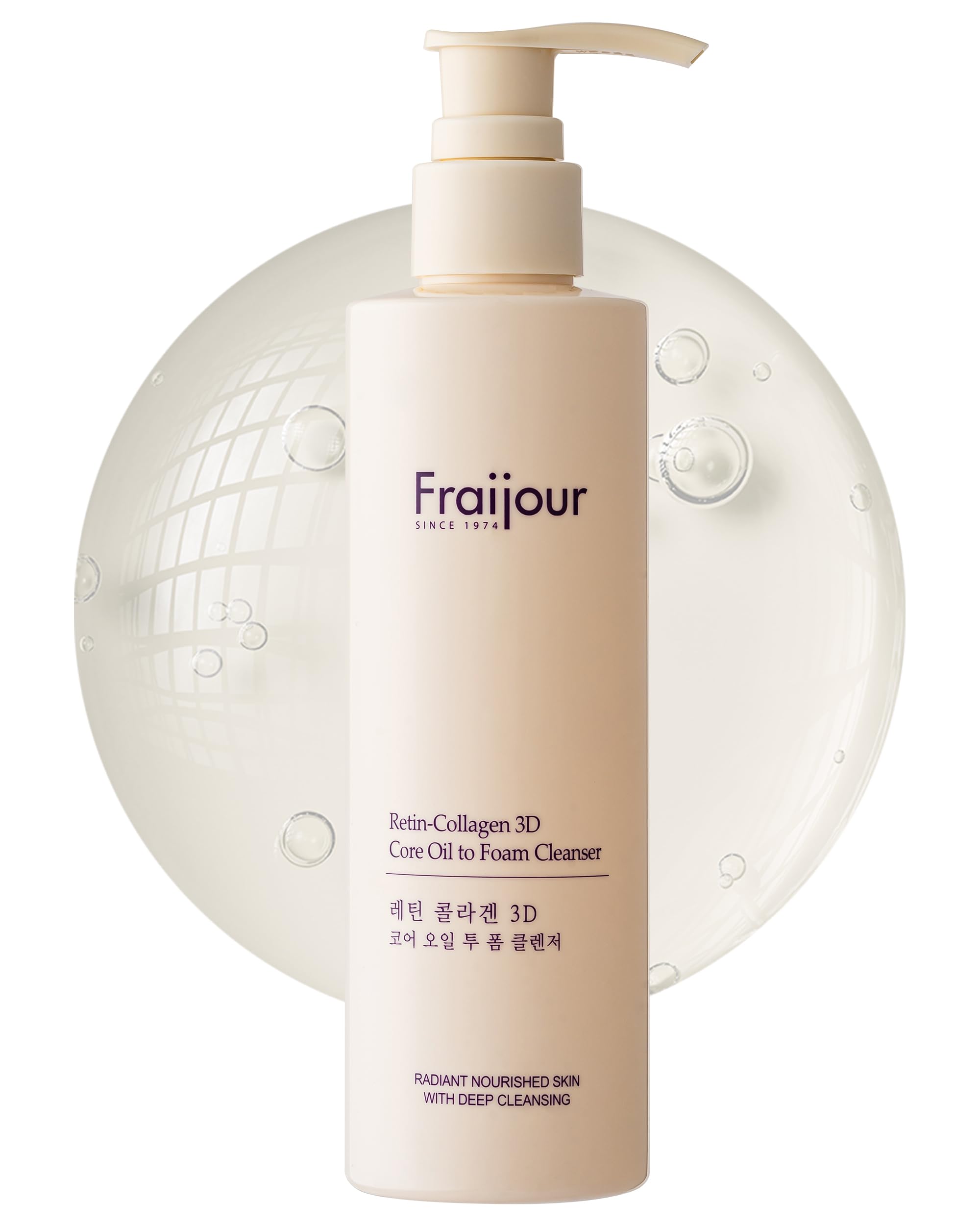 Fraijour Retin-Collagen 3D Core Oil to Foam Cleanser – Acne-Fighting Cleanser with Sulfur, PHA & LHA, Removes Makeup & Sunscreen, Non-Greasy, Low pH,