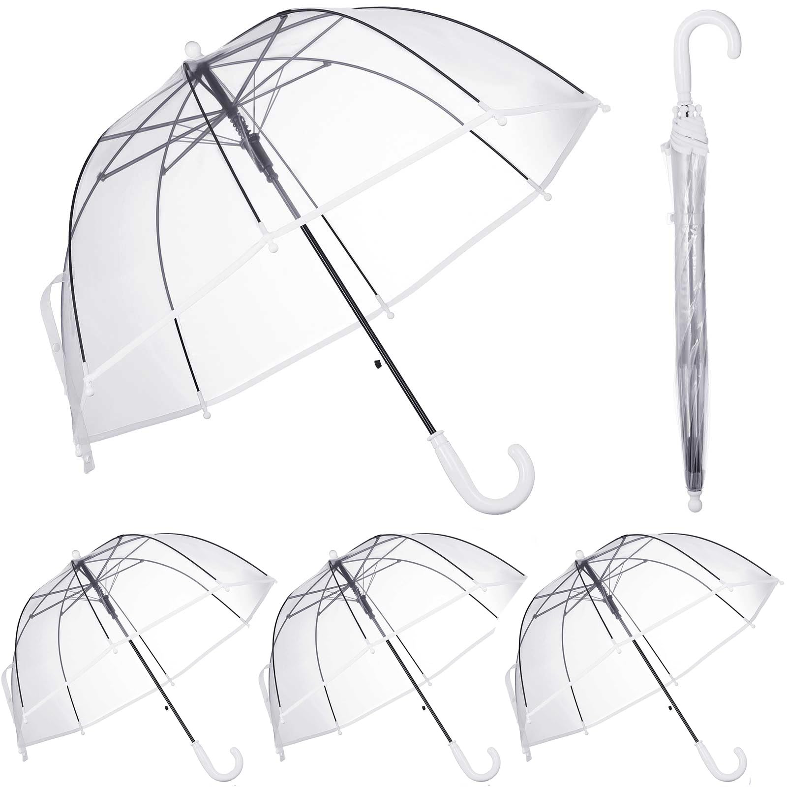 Kacctyen 4 Pcs Kids Clear Windproof Bubble Umbrella Auto Open Rainproof Transparent Umbrella for Children Boys Girls Outing