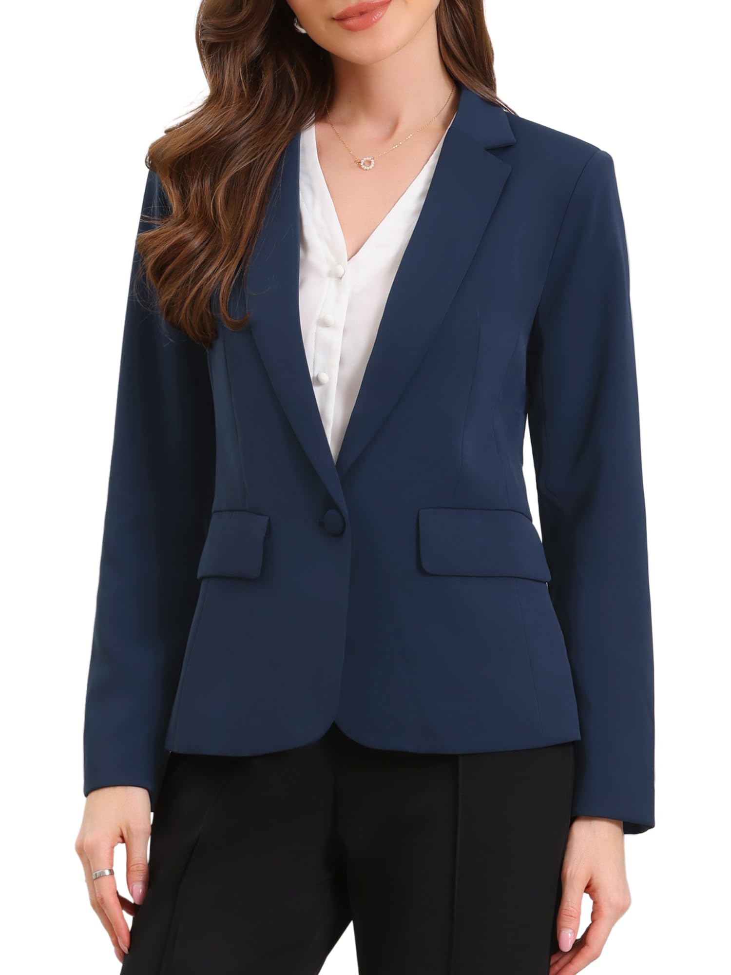 Allegra K Blazer Casual Lavoro Donna Maniche Lunghe Un Bottone Frontale Giacche Ufficio Spalline