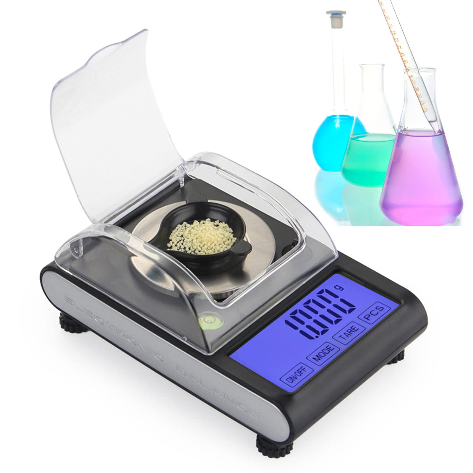 HPTHLY 0.001g Accuracy Electronic Lab Scale Scientific Digital Scale Analytical Balance Science Weighting 50g Capacity 6 Units Modes Ounce,Carat,Gram Calibration Weight