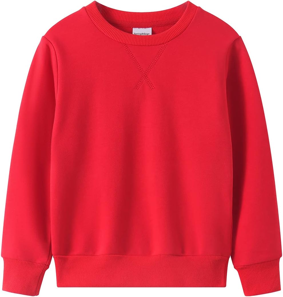 Spring&Gege Youth Basic Sport Crewneck Pullover Sweatshirts for Children(3-14 Years)