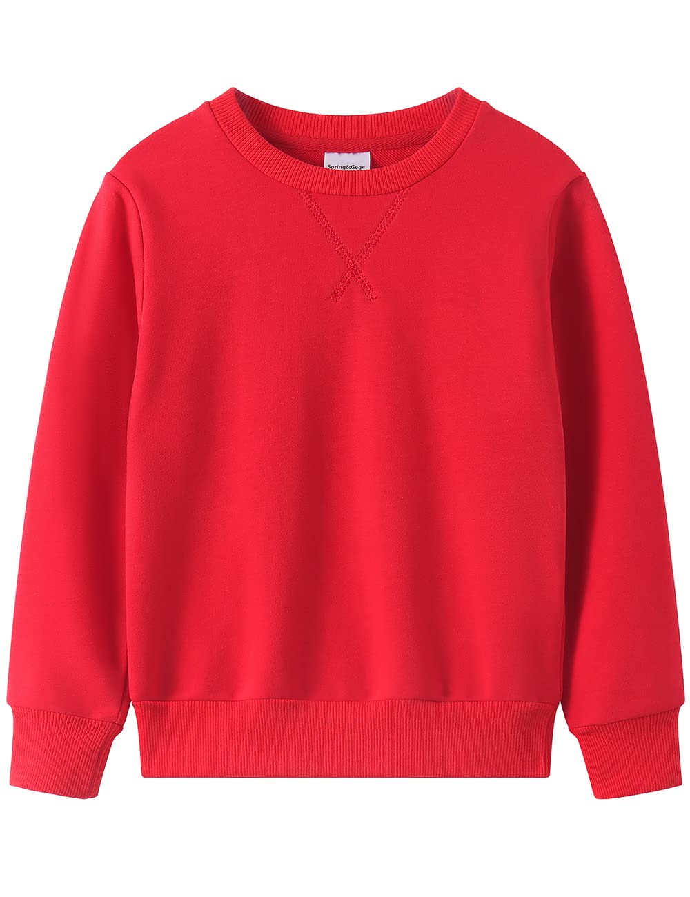 Spring&amp;Gege Youth Basic Sport Crewneck Pullover Sweatshirts for Children（3-14 Years）
