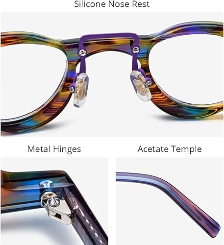Miniatura 5 de HEPIDEM Acetate Glasses Frame Men,Round Optical Eyeglasses Women Vintage Retro Eyewear 9153