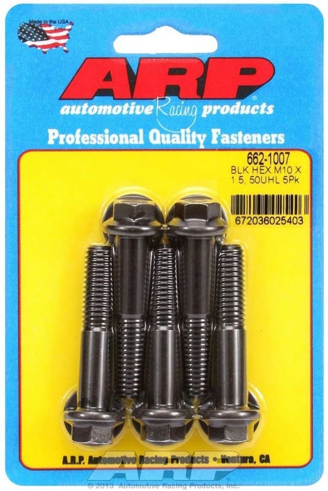 ARP Stainless Steel Hex Bolt, M10 x 1.50, 5 Pieces, Black Oxide, Grade 8, ISO Metric Coarse