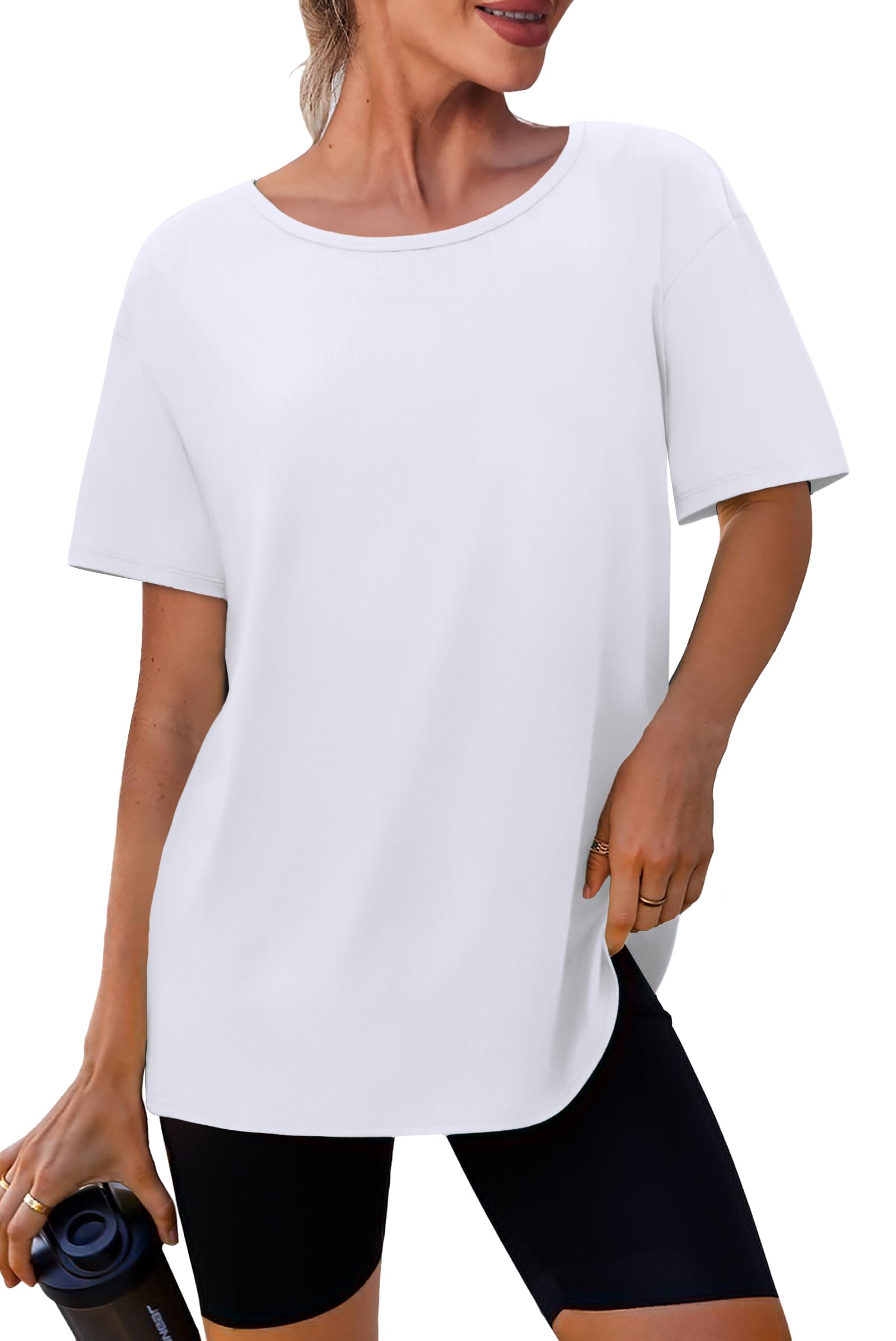 SAMPEEL Womens Workout Tops Oversized T Shirts Loose Fit Crewneck Short Sleeve Summer Sun Protection UPF 50+