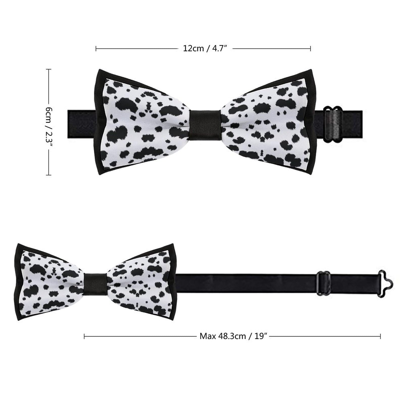 GoasNei Dalmatian Print Pattern Bow Tie for Men Adjustable Necktie Funny Tie Neck Ties for Weddings Party