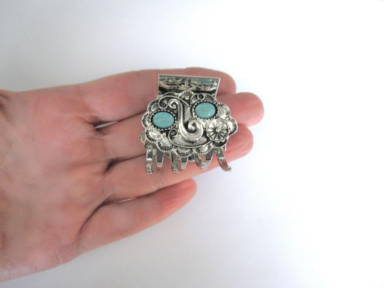 Amazon.com: Generic Small/medium turquoise blue silver metal  display picture 2