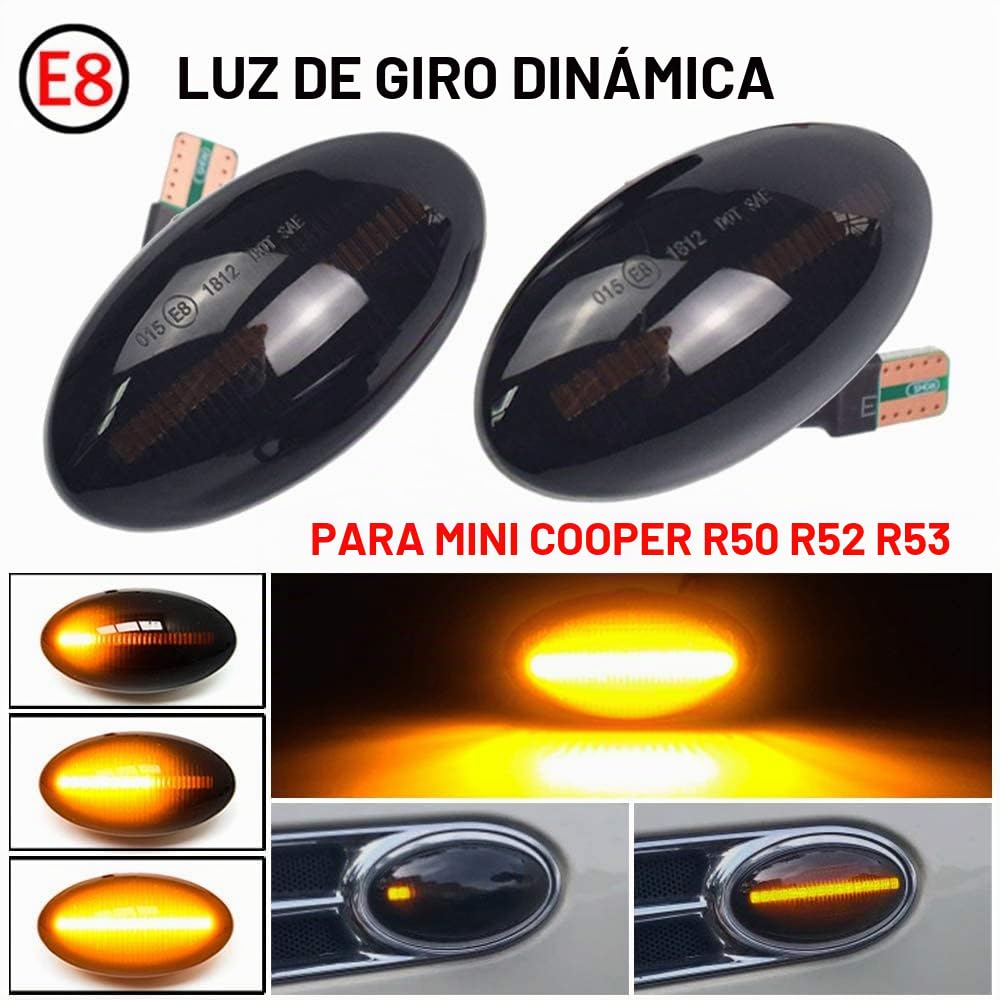Dinámicos LED intermitentes laterales para B-M-W Mini Cooper R50 R52 R53 2002-2008 (negro)