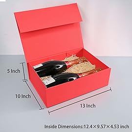 LIFELUM Christmas Gift Boxes 5 Pack 13.85 x 8.35 x 4.45 inch Christmas Gift Boxes for Presents with Ribbon Valentine\'s Bridesmaid Boxes Contains Card, Ribbon, Shredded Paper Filler for Packing