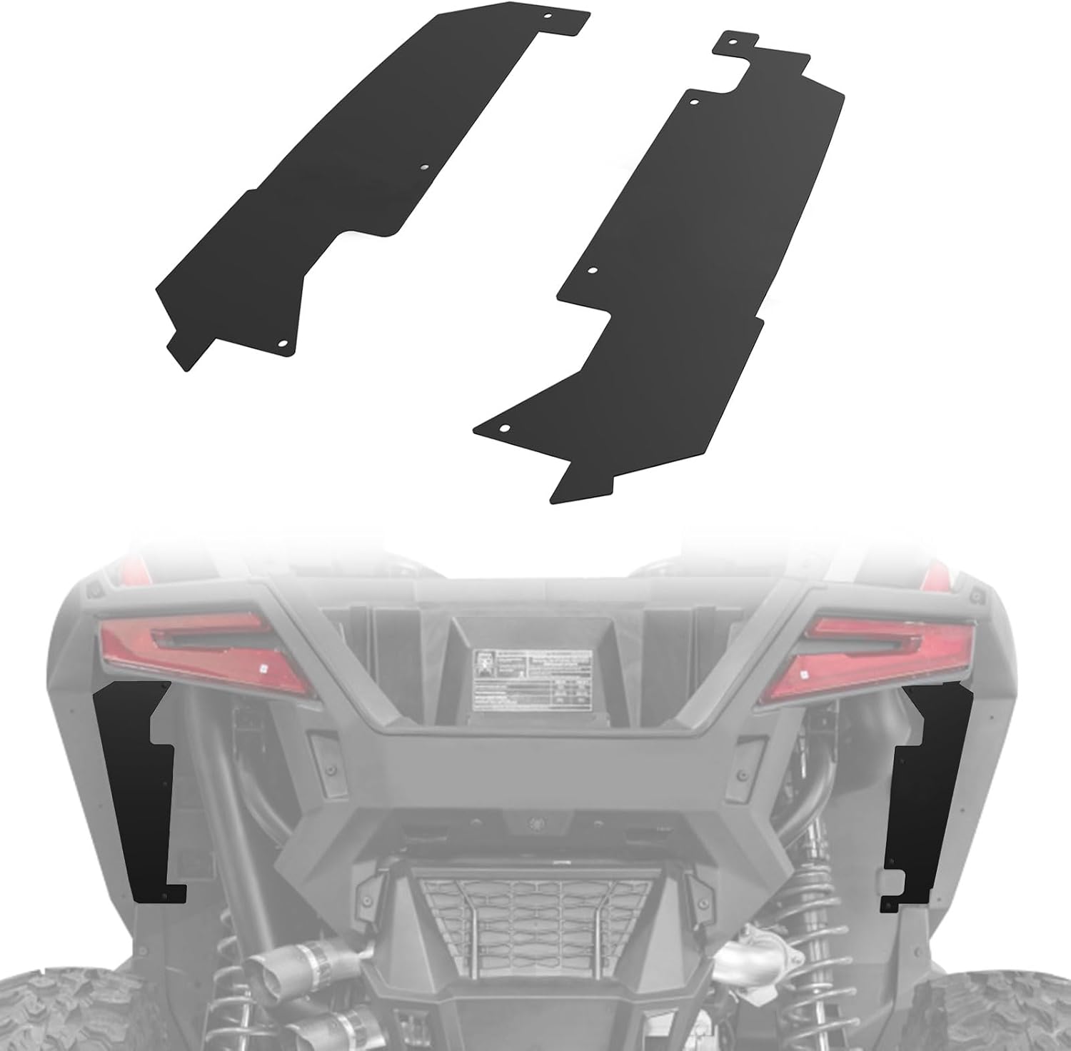 Rear Wheel Well Block Offs for 2020-2024 Polaris RZR PRO XP/RZR PRO XP 4 Fender Flares Accessories, Steel Black Powder Coating Mud Flaps, All Weather Protection