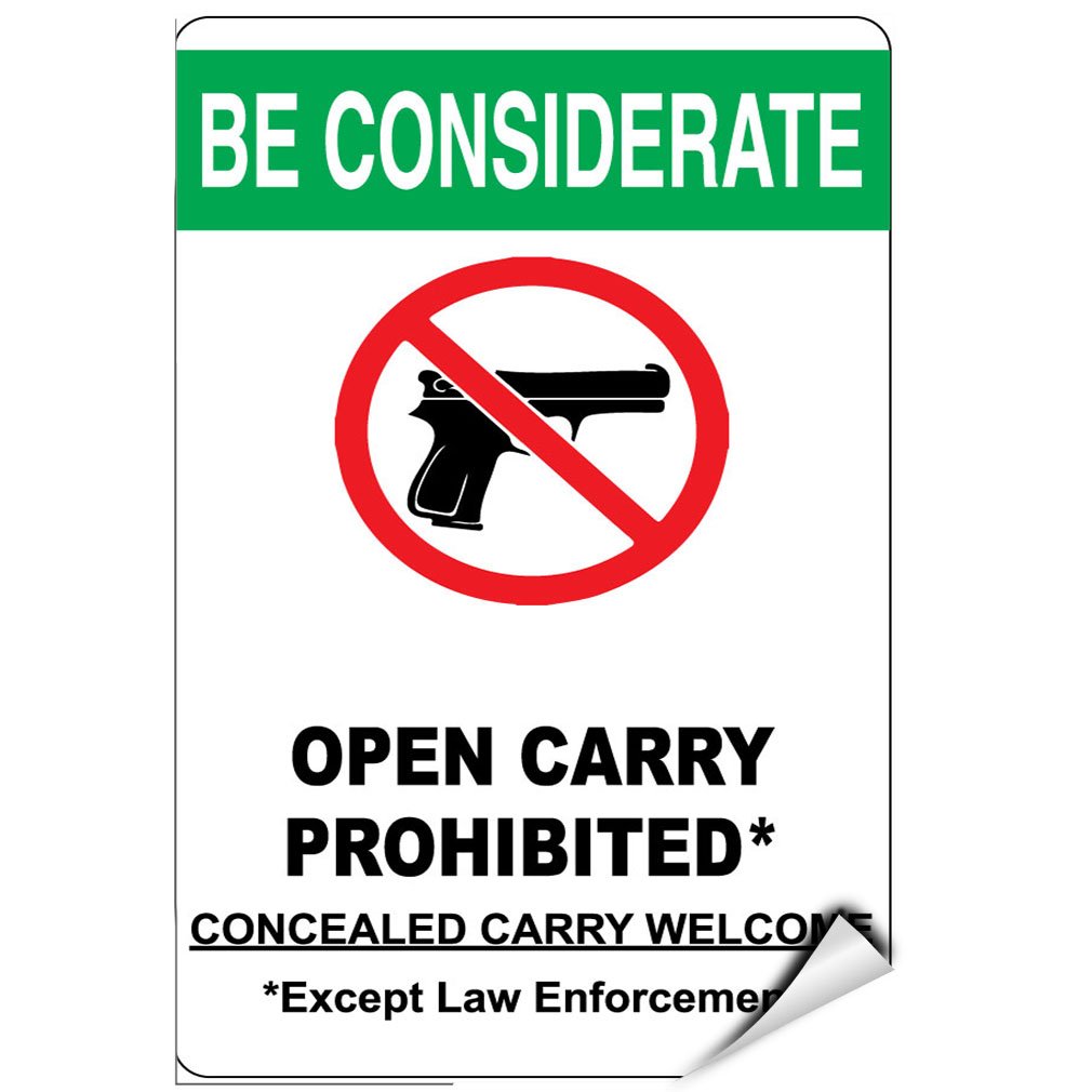 Adhesivos de señalización Open Carry Prohibited Except Law Enforcement Label 4
