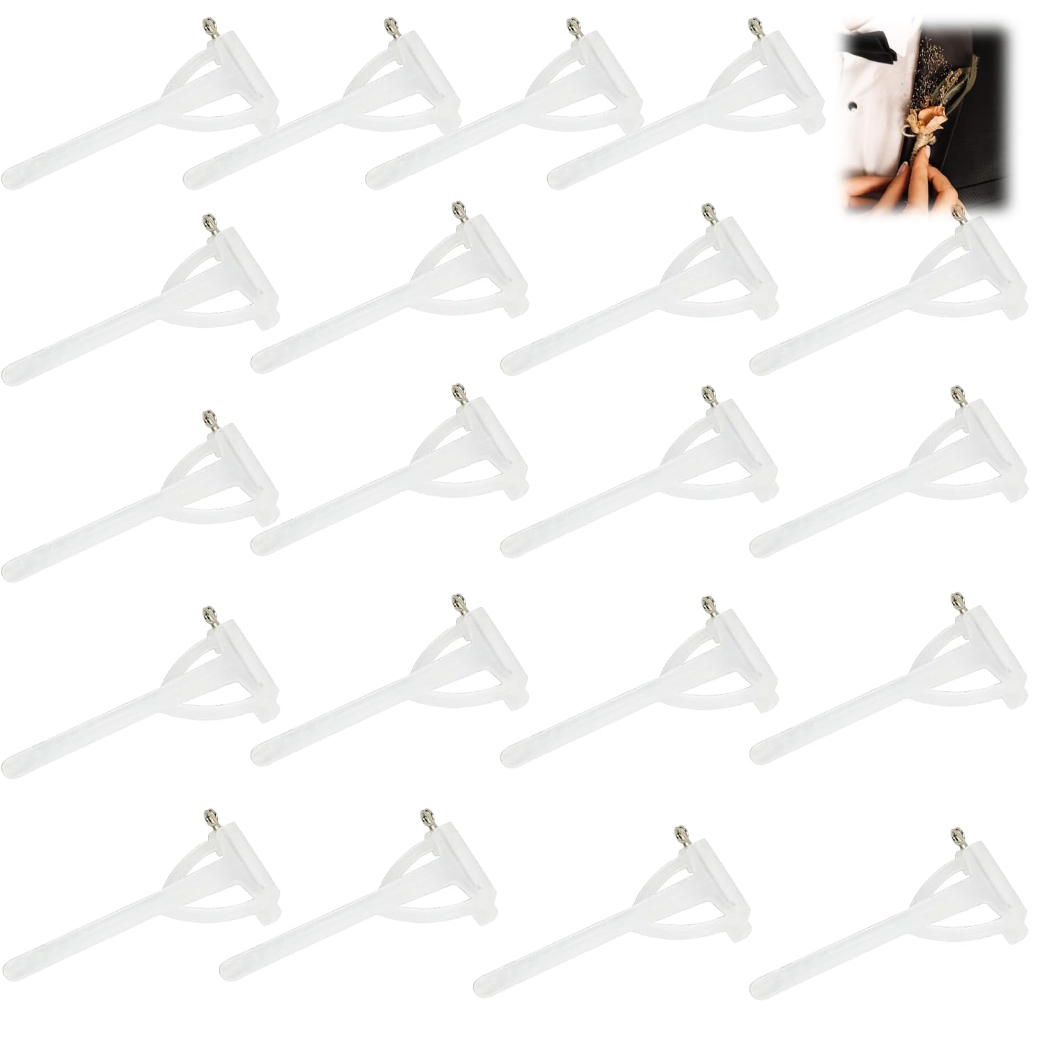 20 Pcs Transparent Triangle Brooch Pin Hangers for Corsage – Buttonhole Corsage Pins Boutonniere Brooch Pin T Pins for Wedding Button Holes Flowers/Party Safety Pins