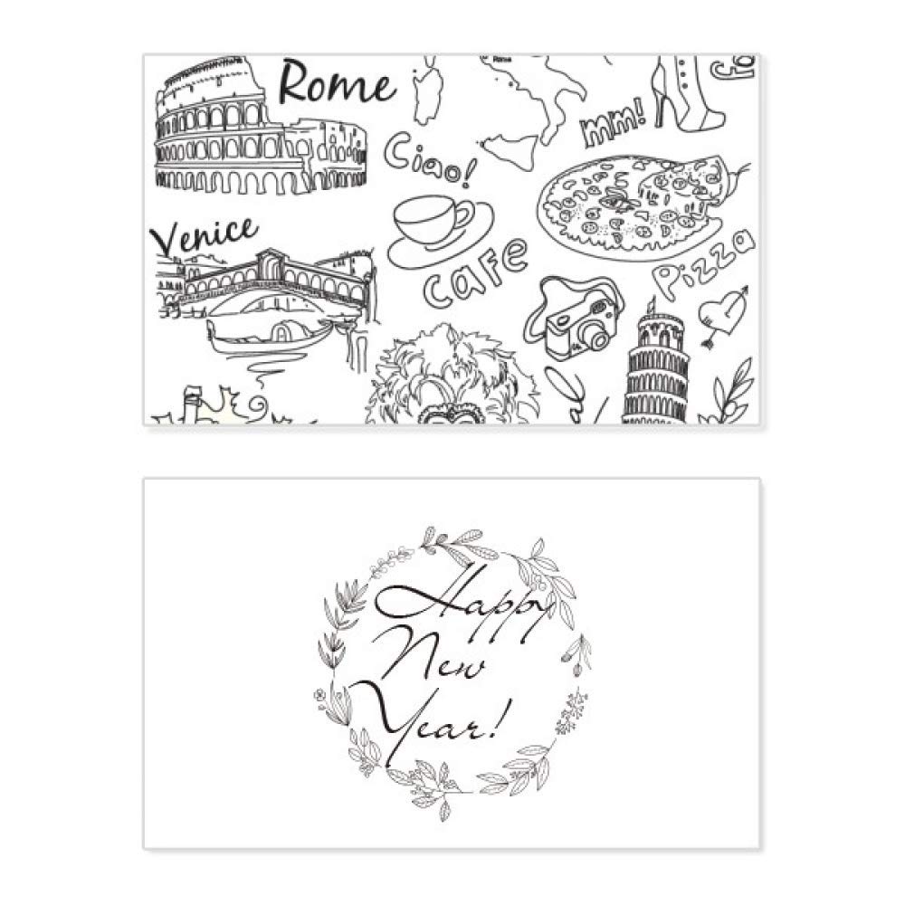 Tarjeta de Año Nuevo ideal para regalar con diseño de boceto de Italia 5
