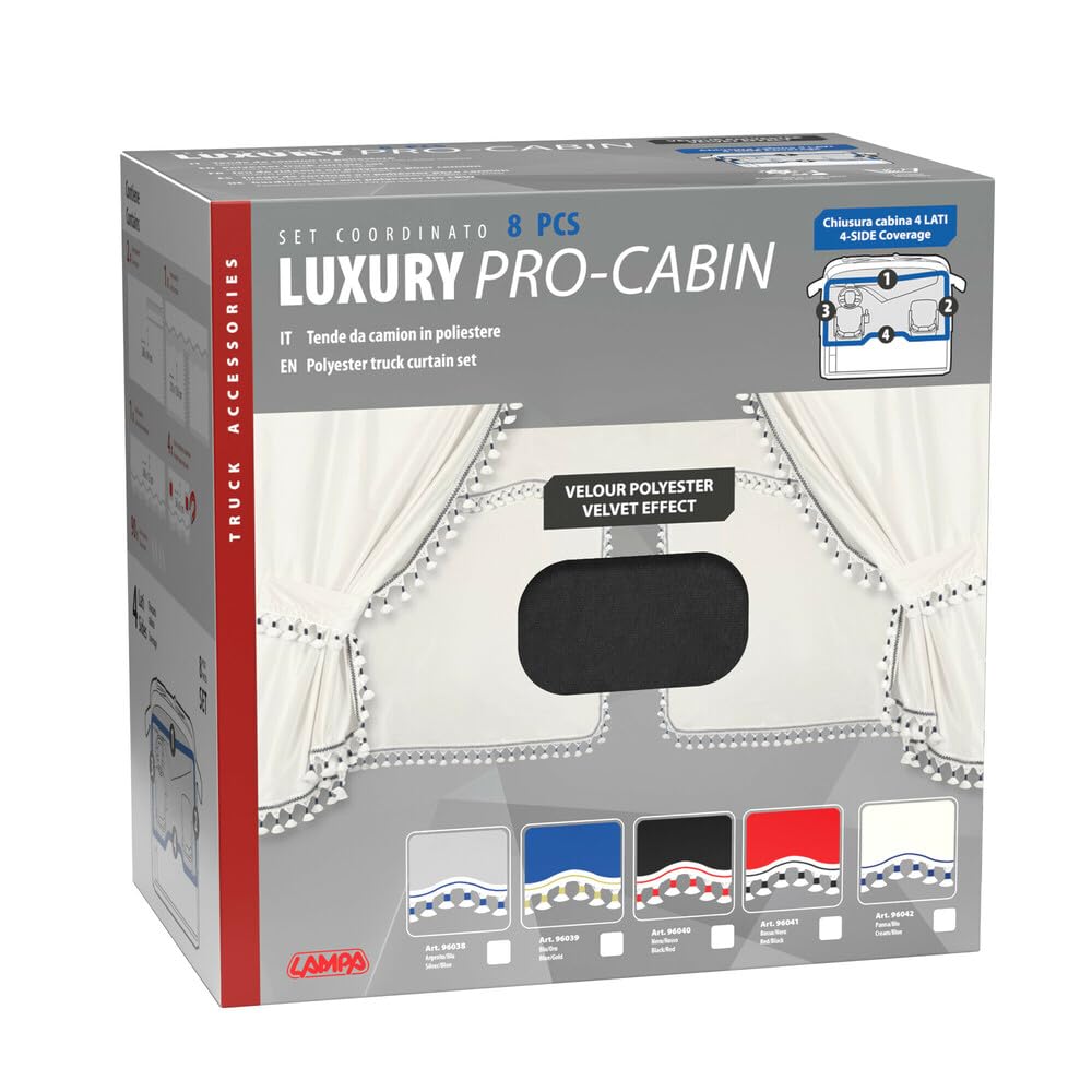 Lampa 96040 Luxury Pro-Cabin, set tende in poliestere per camion - Nero/Rosso