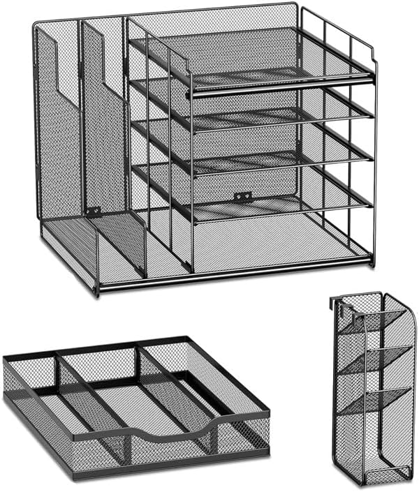 Miniatura 6 de Organizador de escritorio, estante de almacenamiento de archivos de oficina, estante de escritorio de múltiples capas, suministros de oficina,