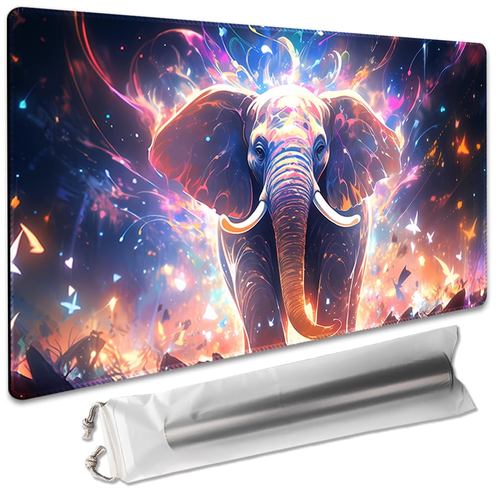 Board Game 14x24in TCG Playmat Compatible for OCG CCG RPG MTG Playmats,Mouse pad Desk Mats (Colorful Elephant 2) — image 1