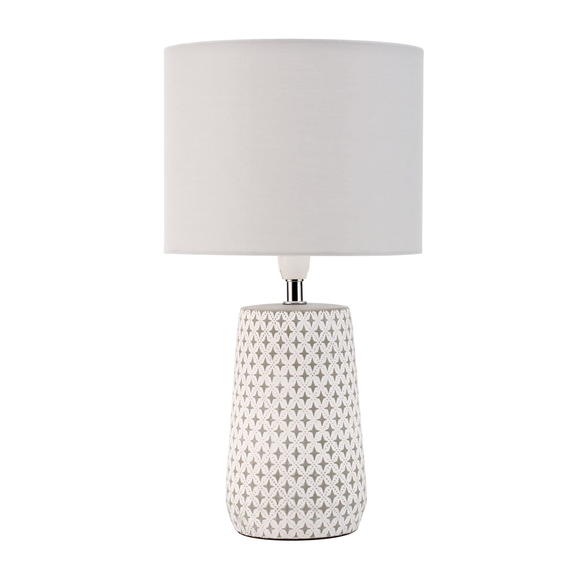 Pauleen 48215 Pretty Purity lampada da tavolo max. 20 Watt realizzata a mano bianco, grigio luce da comodino look naturale tessuto, calcestruzzo E14