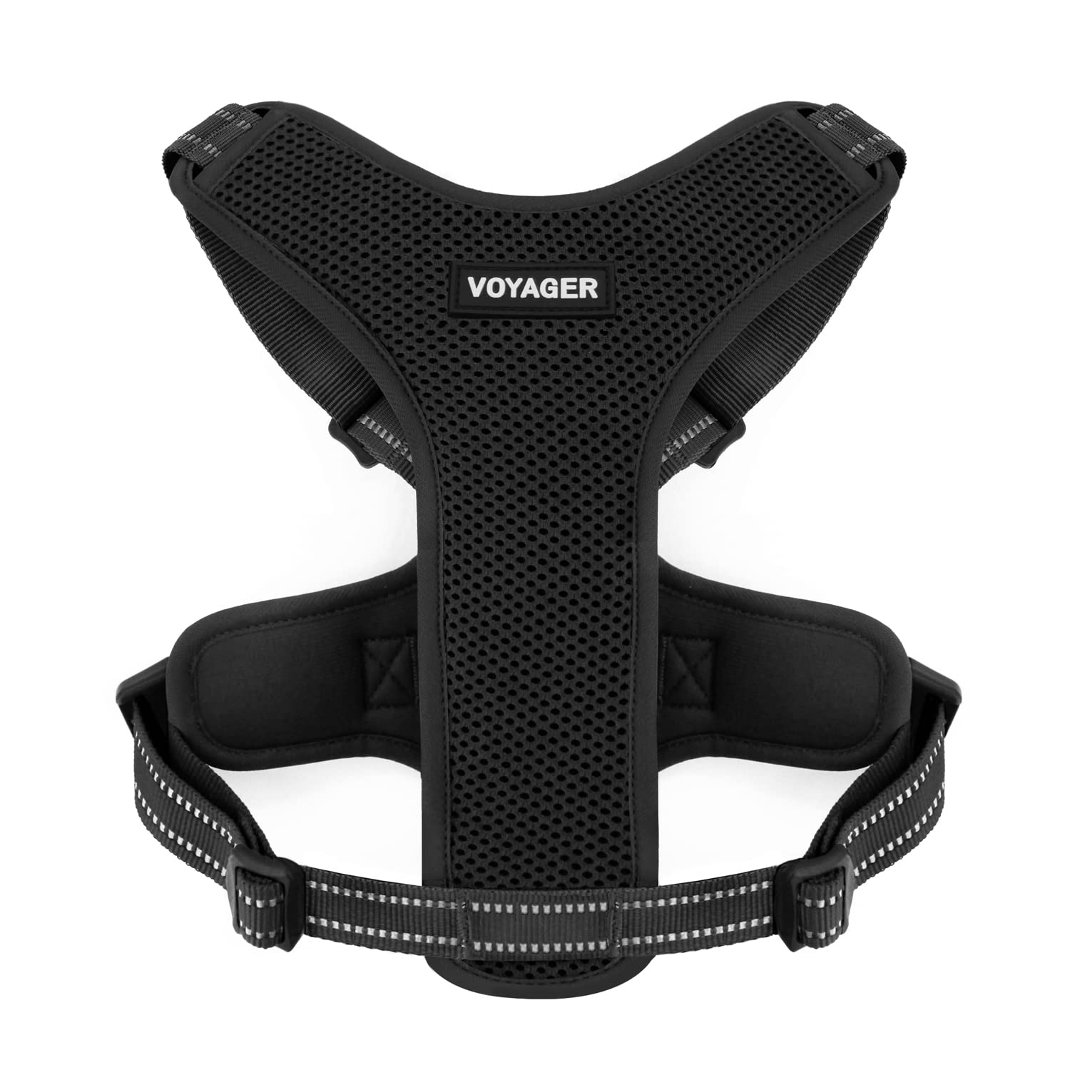 Photo 1 of Air Frontier Mesh Dog Harness with Steel Leash D-Ring, Reflective Stitching, and Lightweight Breathable No-Pull Design, Adjustable Neck and Chest Straps for Small to Large Breeds - BK, S S (Chest: 16 - 20") Black (Mesh)