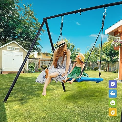 image for Trekassy Saucer Swing with Frame for Kids Outdoor, 440lbs Heavy Duty M