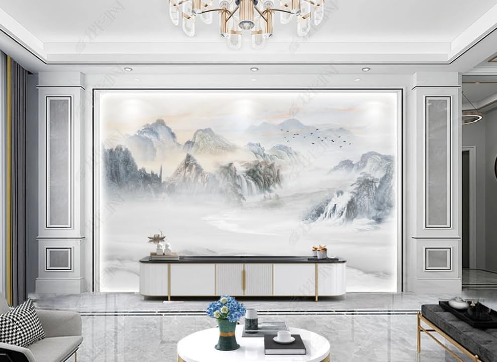 Papier peint intissé paysage en pierre chinoise grand format pour mur chic