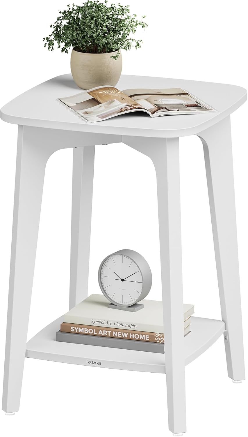 ( incomplete missing hardware) ASAGLE Side Table, Small Square End Table with Lower Shelf, Nightstand for Small Spaces, Living Room, Bedroom, Cloud White ULET236W01