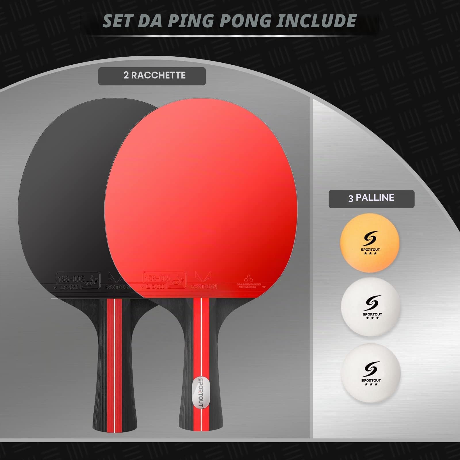 Racchette da Ping Pong, Ping Pong Set da Tavolo Portatile, con per Bambini, Famiglie principianti