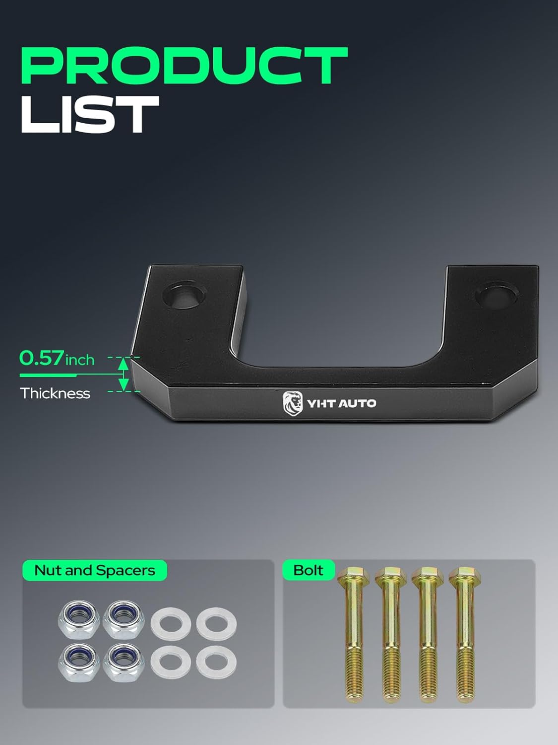 YHTAUTO 1 Inch Front Leveling Lift Kit Fit 2007-2024 Chevy Silverado 1500, Tahoe, Avalanche, Suburban, GMC Sierra Yukon XL | RWD/4WD | Strut Mount Raise the Front By 1 Inch | Suspension Leveling Kit