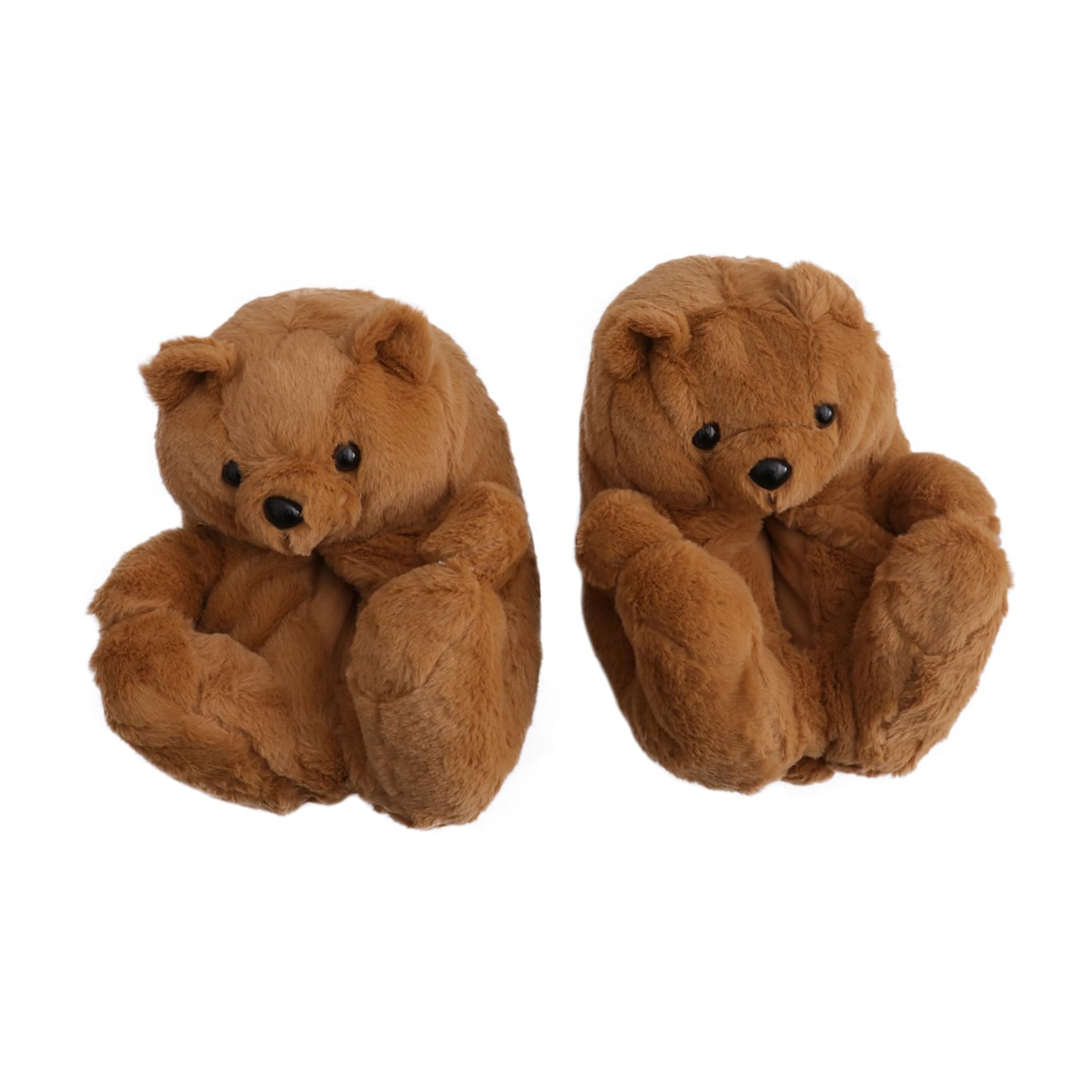 GALPADA Pantofole a Forma Di Orsacchiotto Pantofole Soffici Dei Cartoni Animati Pantofola Dell'orso Del Fumetto Pelose Da Casa Peluche Brown