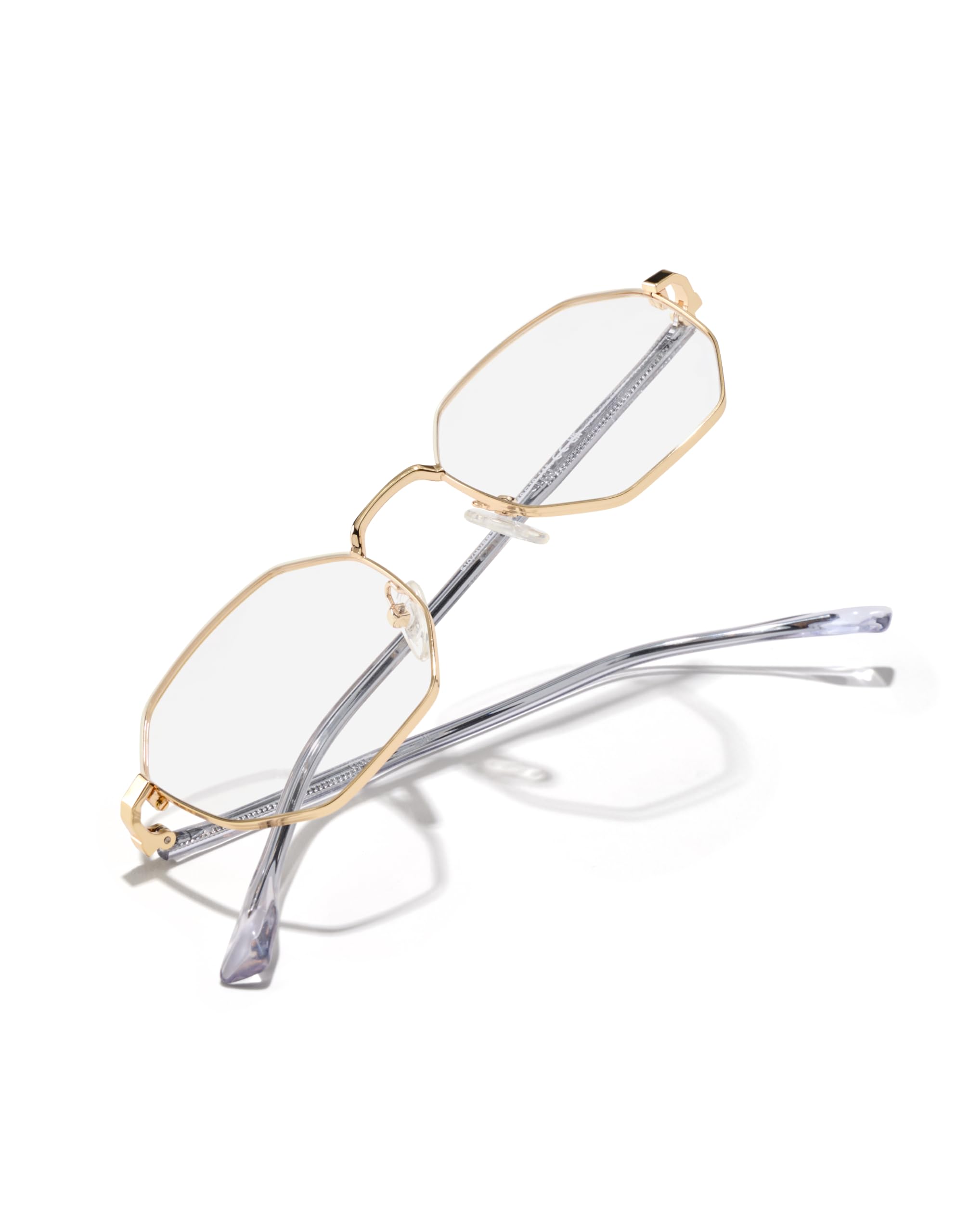 HAWKERS Brille mit Sehstärke für Herren und Damen optional mit Sonnenbrillentönung oder Blaulichtfilter, Sechseckig, gefertigt aus Metall (inklusive Brillenetui)