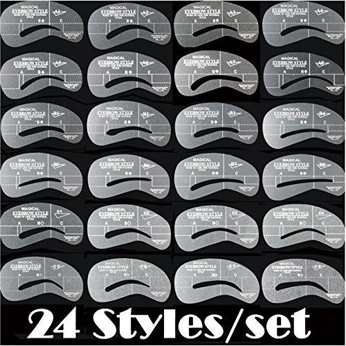 DT Reusable 24styles Eyebrow Grooming Stencil Kit Template Shaping Shaper Makeup Beauty DIY Tools