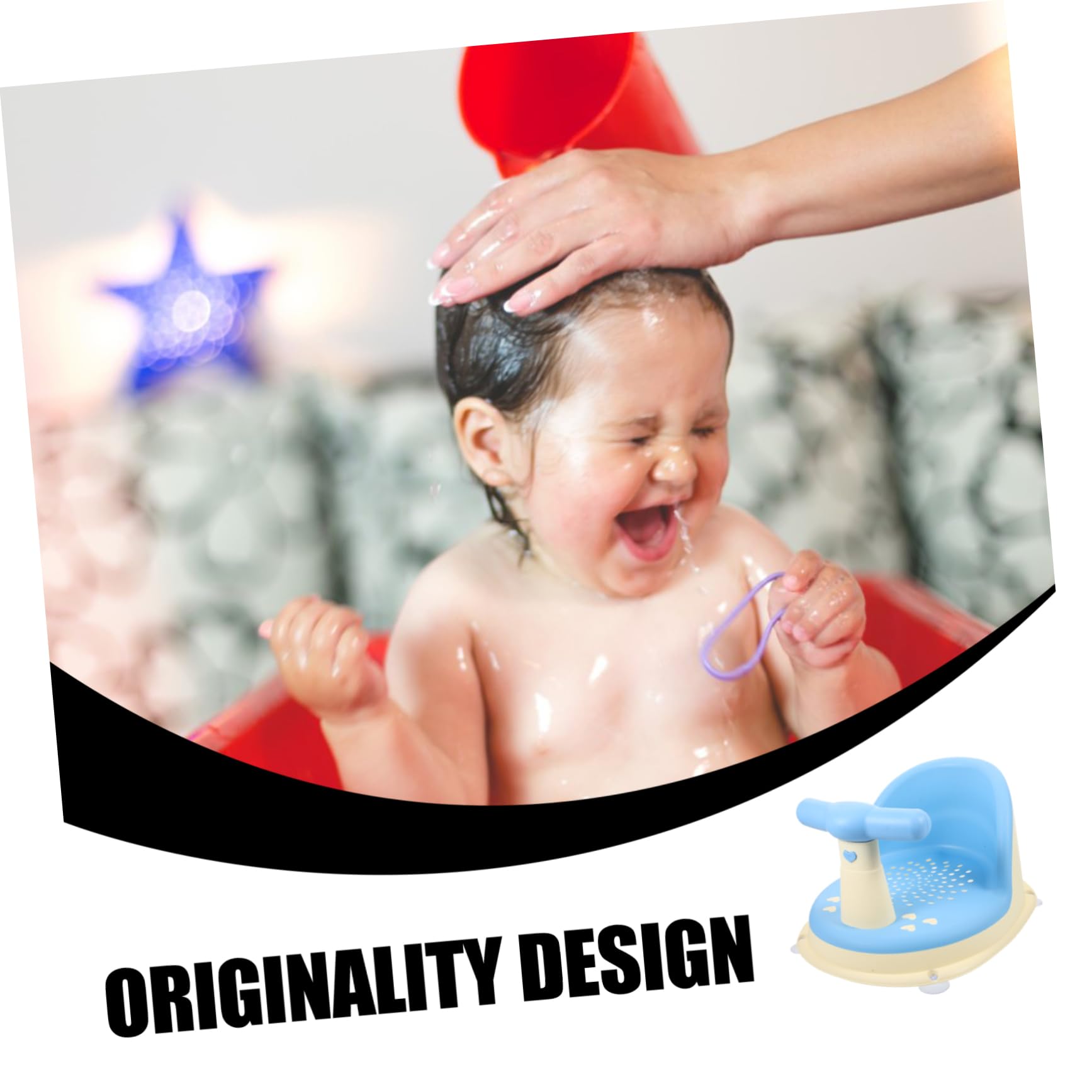 Asiento de Baño para Bebés Respaldo Azul Pp, Estable y Antideslizante