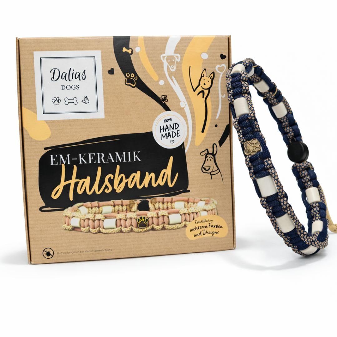 EM Ceramic Collar for Dogs & Cats - Made to Measure EM Band Original US Paracord (Blue, 31-40 cm)