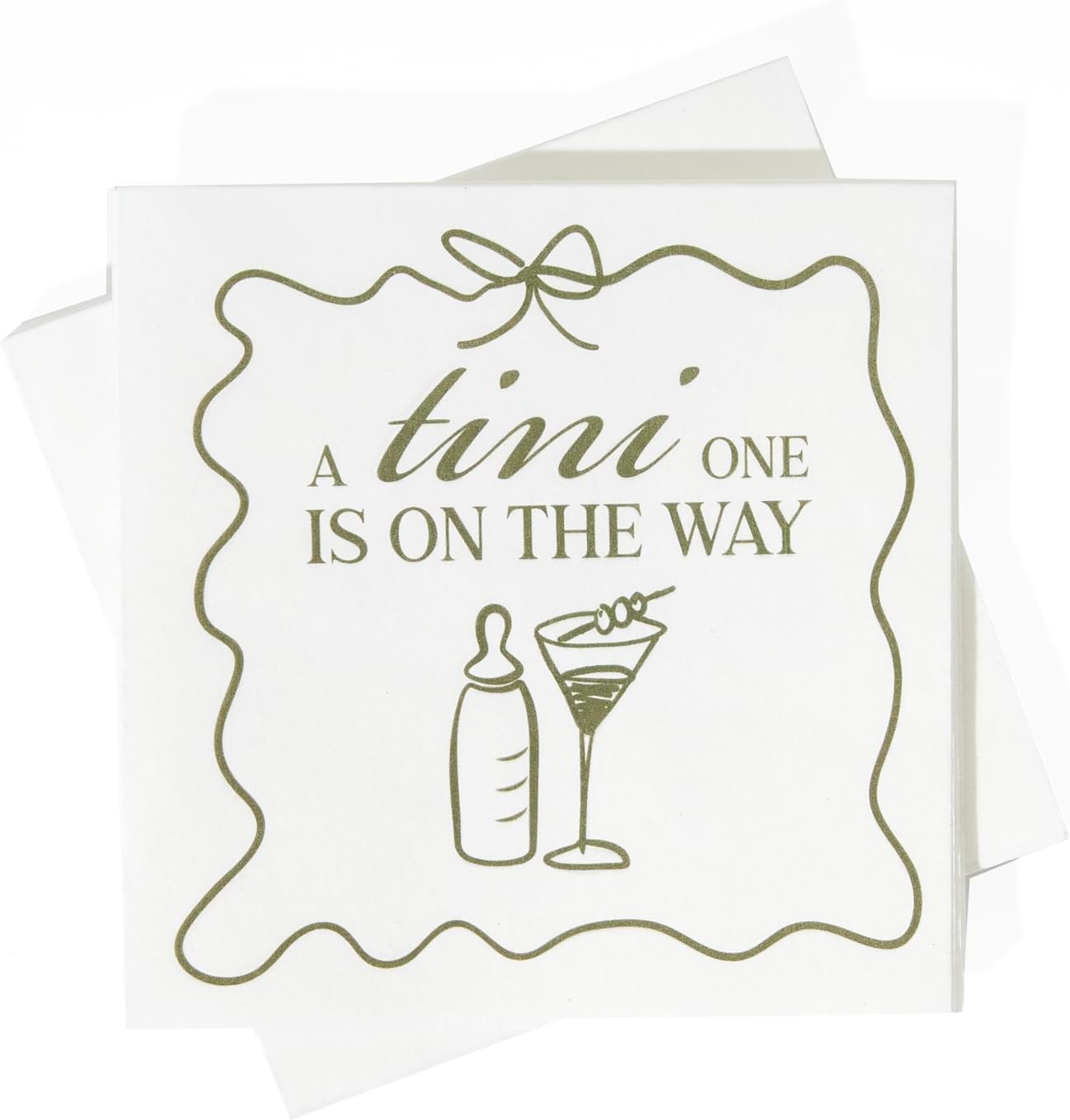 A Tini One Is On The Way Baby Shower Napkins Full Color Baby Bottle Martini 3-Ply Disposable Party Napkins Pack of 20
