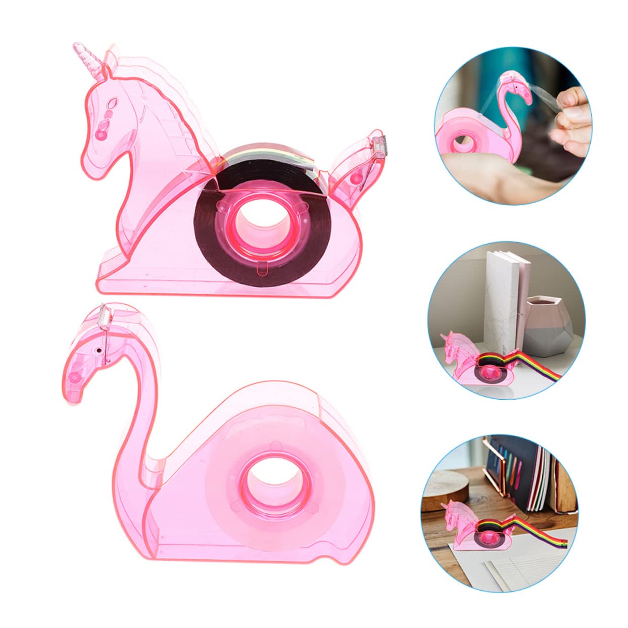 Lurrose 6sätze Multifunktions-klebebandspender Mit Flamingo-design Für Schule Büro Und Zuhause Mit Präziser Schneidetechnologie Für Einfache Anwendung