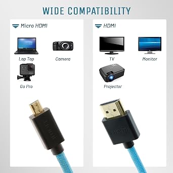 Uonecn Micro HDMI to HDMI Cable Coiled for Atomos Ninja-V, HDMI to Micro HDMI Spring Cord for Canon R5C R5 R6, Support 3D HDR 1080P HD eARC, 12-18 Inch