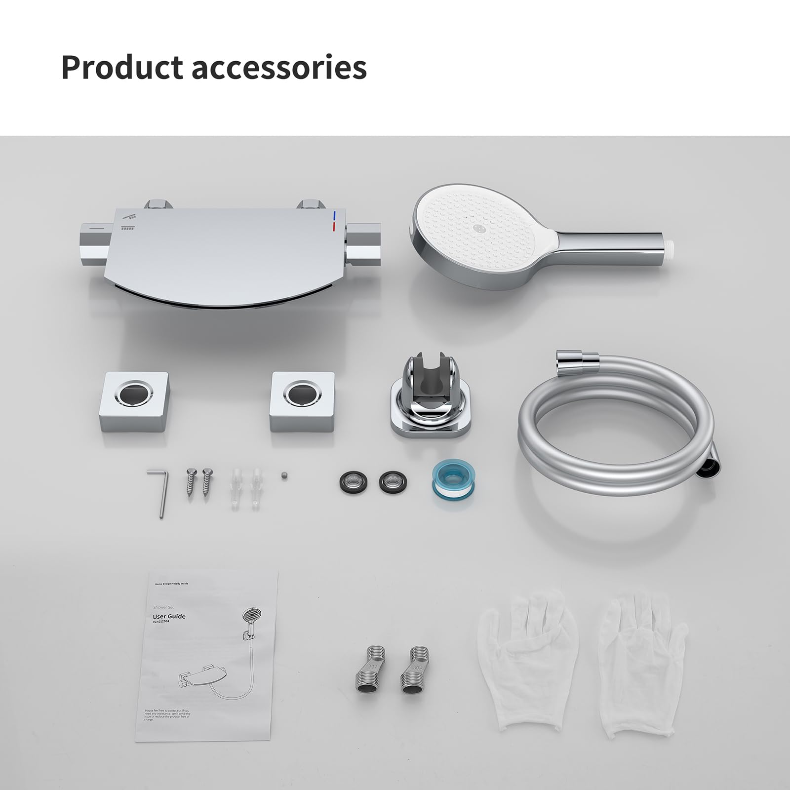 HOMELODY Bateria wannowa z słuchawką prysznicową, armatura wannowa z wodospadem, chromowana, mosiężna bateria mieszakowa, armatura ścienna do wanny, montaż ścienny z dużą platformą