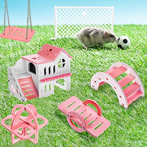 5 brinquedos para hamster incluem casa de hamster de madeira, esconderijo de porquinho-da-índia, pon